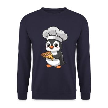 Penguin pizza maker with pizza - Unisex Sweatshirt - navy - Front - Alina (178cm) & Michal (187cm)