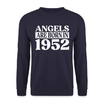 Engel Geboren Im Jahr 1952 Geburtstag - Unisex Pullover - Navy - Vorne - Alina (178cm) & Michal (187cm)