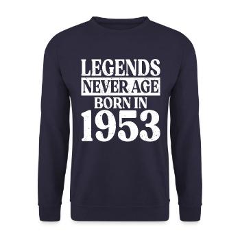 Les légendes ne vieillissent jamais Anniversaire 1953 - Sweat-shirt Unisexe - marine - Devant - Alina (178cm) & Michal (187cm)