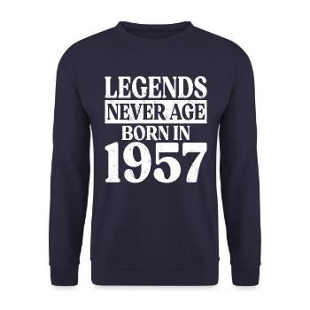 Les légendes ne vieillissent jamais Anniversaire 1957 - Sweat-shirt Unisexe - marine - Devant - Alina (178cm) & Michal (187cm)