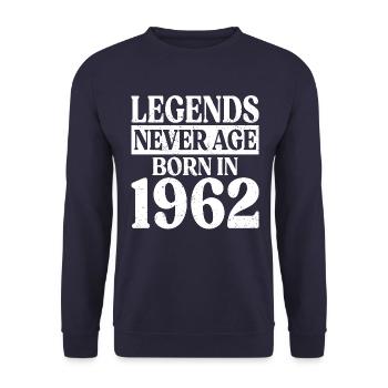 Les légendes ne vieillissent jamais Anniversaire 1962 - Sweat-shirt Unisexe - marine - Devant - Alina (178cm) & Michal (187cm)