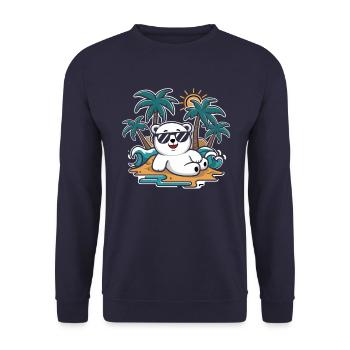 Cool polar bear on the beach with sunglasses - Unisex Sweatshirt - navy - Front - Alina (178cm) & Michal (187cm)