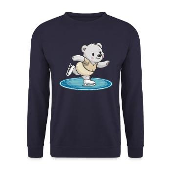 -skating bear on surface - Unisex Sweatshirt - navy - Front - Alina (178cm) & Michal (187cm)