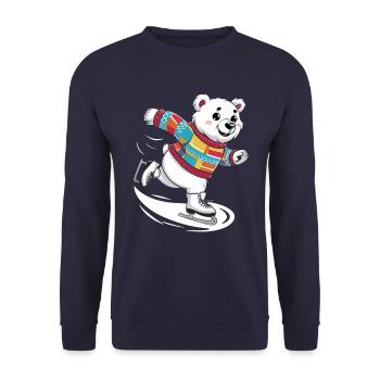 Cute polar bear skating in colorful sweater - Unisex Sweatshirt - navy - Front - Alina (178cm) & Michal (187cm)
