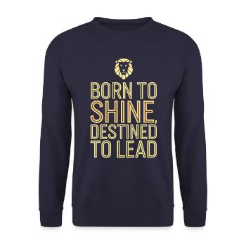 Zodiaque Lion Né Pour rayonner Destiné À Diriger - Sweat-shirt Unisexe - marine - Devant - Alina (178cm) & Michal (187cm)