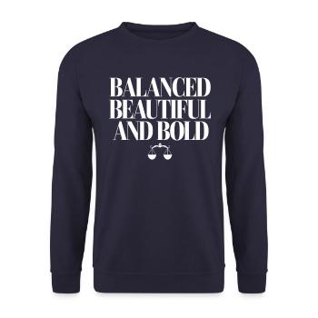 Waage Sternzeichen: Ausgewogen Schön und Mutig - Unisex Pullover - Navy - Vorne - Alina (178cm) & Michal (187cm)