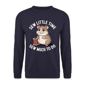 Sew Little Time Sew Much To Do Hamster - Unisex Pullover - Navy - Vorne - Alina (178cm) & Michal (187cm)