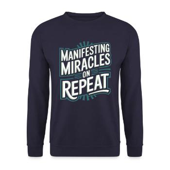 Manifesting Miracles Again and Again Quote - Unisex Sweatshirt - navy - Front - Alina (178cm) & Michal (187cm)