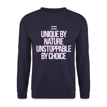 Aquarius character unique by nature - Unisex Sweatshirt - navy - Front - Alina (178cm) & Michal (187cm)