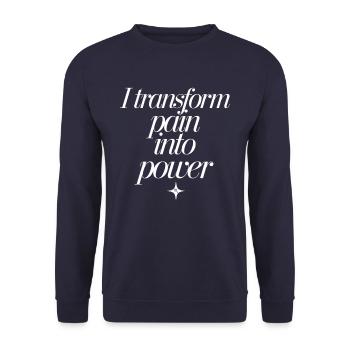 Skorpion Sternzeichen: Ich Verwandle Schmerz In - Unisex Pullover - Navy - Vorne - Alina (178cm) & Michal (187cm)