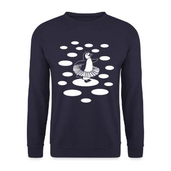 Pinguin Ballett Tanz auf Eis - Unisex Pullover - Navy - Vorne - Alina (178cm) & Michal (187cm)