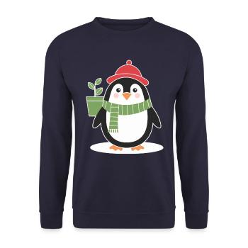 Gartenfreundlicher Pinguin für Gartenfreunde - Unisex Pullover - Navy - Vorne - Alina (178cm) & Michal (187cm)