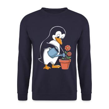 Gardening penguin Gardening happiness for gardeners - Unisex Sweatshirt - navy - Front - Alina (178cm) & Michal (187cm)