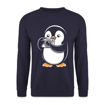 Penguin With Camera Photographer Hobby Photography - Unisex Sweatshirt - navy - Front - Alina (178cm) & Michal (187cm)