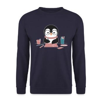 Penguin crafting fun for your creative crafting hobby - Unisex Sweatshirt - navy - Front - Alina (178cm) & Michal (187cm)