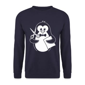 Pinguin Mit Schere Bastelhobby - Unisex Pullover - Navy - Vorne - Alina (178cm) & Michal (187cm)