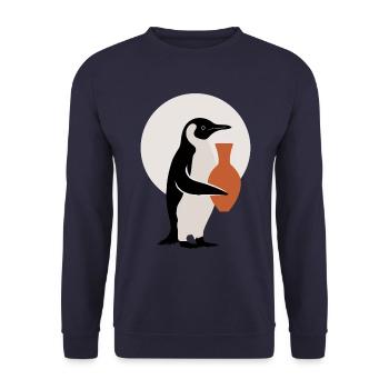 Penguin with Ceramic Vase Artistic Pottery - Unisex Sweatshirt - navy - Front - Alina (178cm) & Michal (187cm)