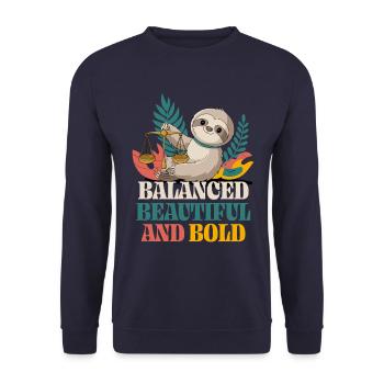 Libra Zodiac Sign Sloth: Balanced, Beautiful - Unisex Sweatshirt - navy - Front - Alina (178cm) & Michal (187cm)