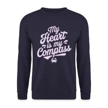 Cancer Zodiac Sign: My Heart Is My Compass - Unisex Sweatshirt - navy - Front - Alina (178cm) & Michal (187cm)