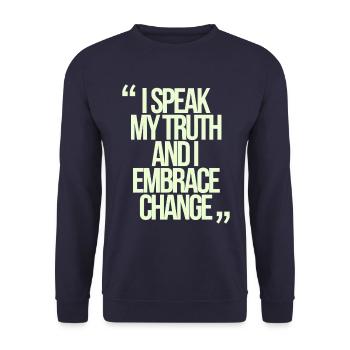 Gemini Quote: I speak my truth and - Unisex Sweatshirt - navy - Front - Alina (178cm) & Michal (187cm)