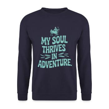 Sagittarius zodiac sign: My soul lives from the - Unisex Sweatshirt - navy - Front - Alina (178cm) & Michal (187cm)