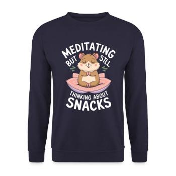 Hamster Yoga: meditating, but thinking of snacks - Unisex Sweatshirt - navy - Front - Alina (178cm) & Michal (187cm)