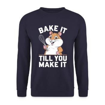 Bake it until you make it Baker Hamster Fun - Unisex Sweatshirt - navy - Front - Alina (178cm) & Michal (187cm)
