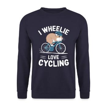 I Wheelie Love Cyclisme Hamster Motif - Sweat-shirt Unisexe - marine - Devant - Alina (178cm) & Michal (187cm)