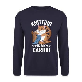 Stricken Ist Mein Cardio Hamster Motiv - Unisex Pullover - Navy - Vorne - Alina (178cm) & Michal (187cm)