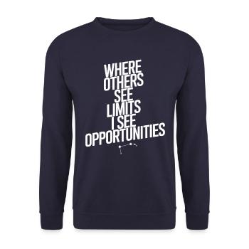 Signe du zodiaque du caractère du Bélier : où d’autres limites - Sweat-shirt Unisexe - marine - Devant - Alina (178cm) & Michal (187cm)