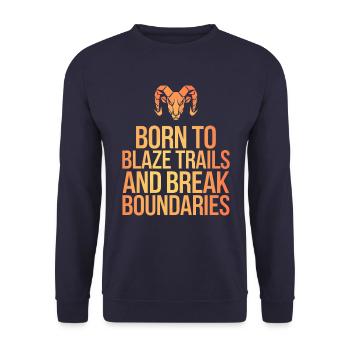 Aries Zodiac Sign: Born to Push Boundaries - Unisex Sweatshirt - navy - Front - Alina (178cm) & Michal (187cm)