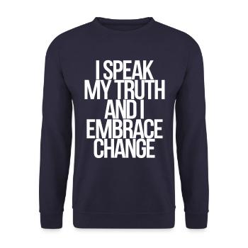 Gemini Zodiac Sign: I Speak My Truth - Unisex Sweatshirt - navy - Front - Alina (178cm) & Michal (187cm)