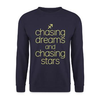 Sagittarius Zodiac Chasing Dreams Chasing Stars - Unisex Sweatshirt - navy - Front - Alina (178cm) & Michal (187cm)