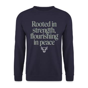Signe du zodiaque Taureau : Force et paix ancrées - Sweat-shirt Unisexe - marine - Devant - Alina (178cm) & Michal (187cm)