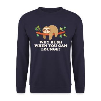 Why rush when you can relax - Unisex Sweatshirt - navy - Front - Alina (178cm) & Michal (187cm)