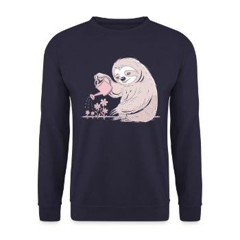 Jardinier douillet paresseux avec arrosoir - Sweat-shirt Unisexe - marine - Devant - Alina (178cm) & Michal (187cm)