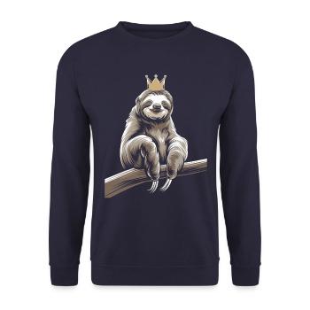 King Sloth Coziness Crown - Unisex Sweatshirt - navy - Front - Alina (178cm) & Michal (187cm)