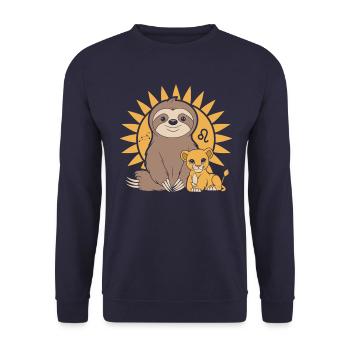 Lion détendu : charme de paresseux du zodiaque Lion - Sweat-shirt Unisexe - marine - Devant - Alina (178cm) & Michal (187cm)