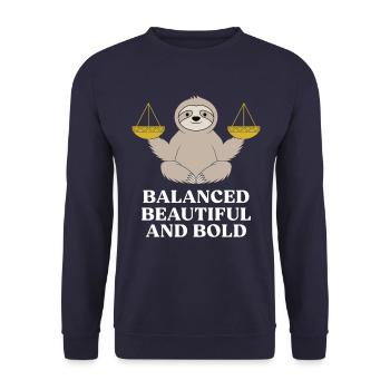 Libra Zodiac Sloth: balanced, beautiful and - Unisex Sweatshirt - navy - Front - Alina (178cm) & Michal (187cm)