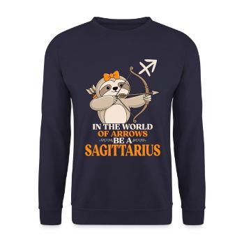 Schütze Zodiac Faultier: Sei Ein Schütze In Einer - Unisex Pullover - Navy - Vorne - Alina (178cm) & Michal (187cm)
