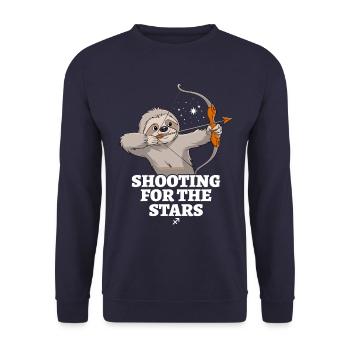 Zodiaque Sagittaire Paresseux Chasse Les Étoiles - Sweat-shirt Unisexe - marine - Devant - Alina (178cm) & Michal (187cm)