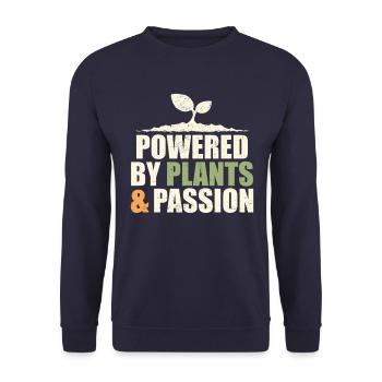 Angetrieben Von Pflanzen & Leidenschaft: Vegan - Unisex Pullover - Navy - Vorne - Alina (178cm) & Michal (187cm)