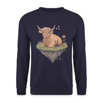 Imaginative escape: Scottish Highland cattle - Unisex Sweatshirt - navy - Front - Alina (178cm) & Michal (187cm)