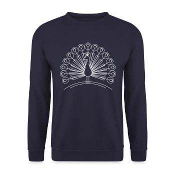 Faszinierende Pfauen Fantasie Flucht - Unisex Pullover - Navy - Vorne - Alina (178cm) & Michal (187cm)