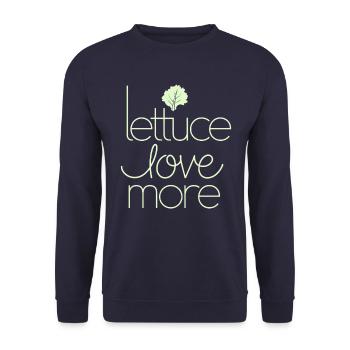 Laitue Amour Plus Végétalien Message Végétarien - Sweat-shirt Unisexe - marine - Devant - Alina (178cm) & Michal (187cm)