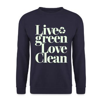 Live Green Love Clean Vegan Vegetarian - Unisex Sweatshirt - navy - Front - Alina (178cm) & Michal (187cm)