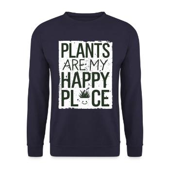 Pflanzen Sind Mein Glücksort Vegan Vegetarian - Unisex Pullover - Navy - Vorne - Alina (178cm) & Michal (187cm)