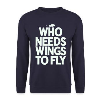 Qui a besoin d’ailes pour voler ? Végétalien et - Sweat-shirt Unisexe - marine - Devant - Alina (178cm) & Michal (187cm)