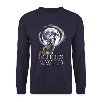 Echos Der Wildnis Wolf Und Mond - Unisex Pullover - Navy - Vorne - Alina (178cm) & Michal (187cm)