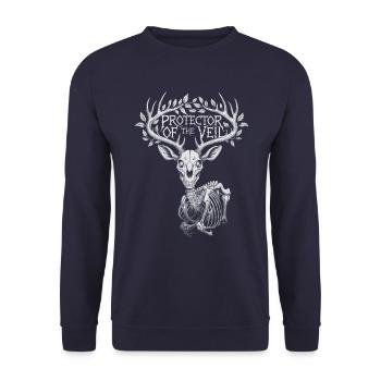Protector Of The Veil Hirsch Schädel Natur - Unisex Pullover - Navy - Vorne - Alina (178cm) & Michal (187cm)